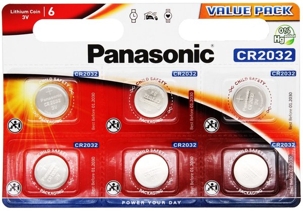 Panasonic CR2032 Lithium 3 Volt im 6er Blister