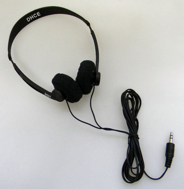 Stereo Leichtkopfhörer ca. 2 Meter Kabel gerader Klinkenstecker 3,5 mm